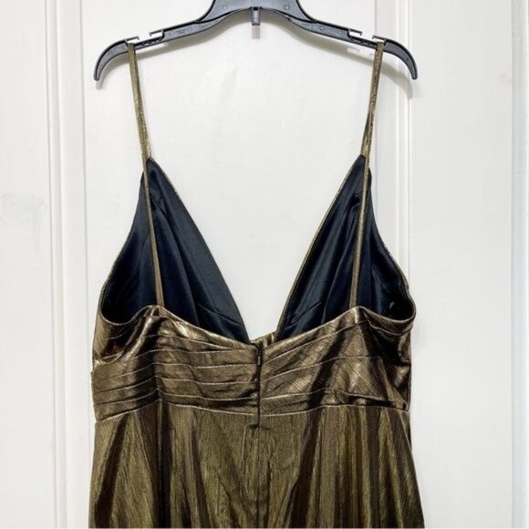 New IEENA for Mac Duggal Metallic Cocktail Dress in Gold Size 12 - Picture 7 of 11